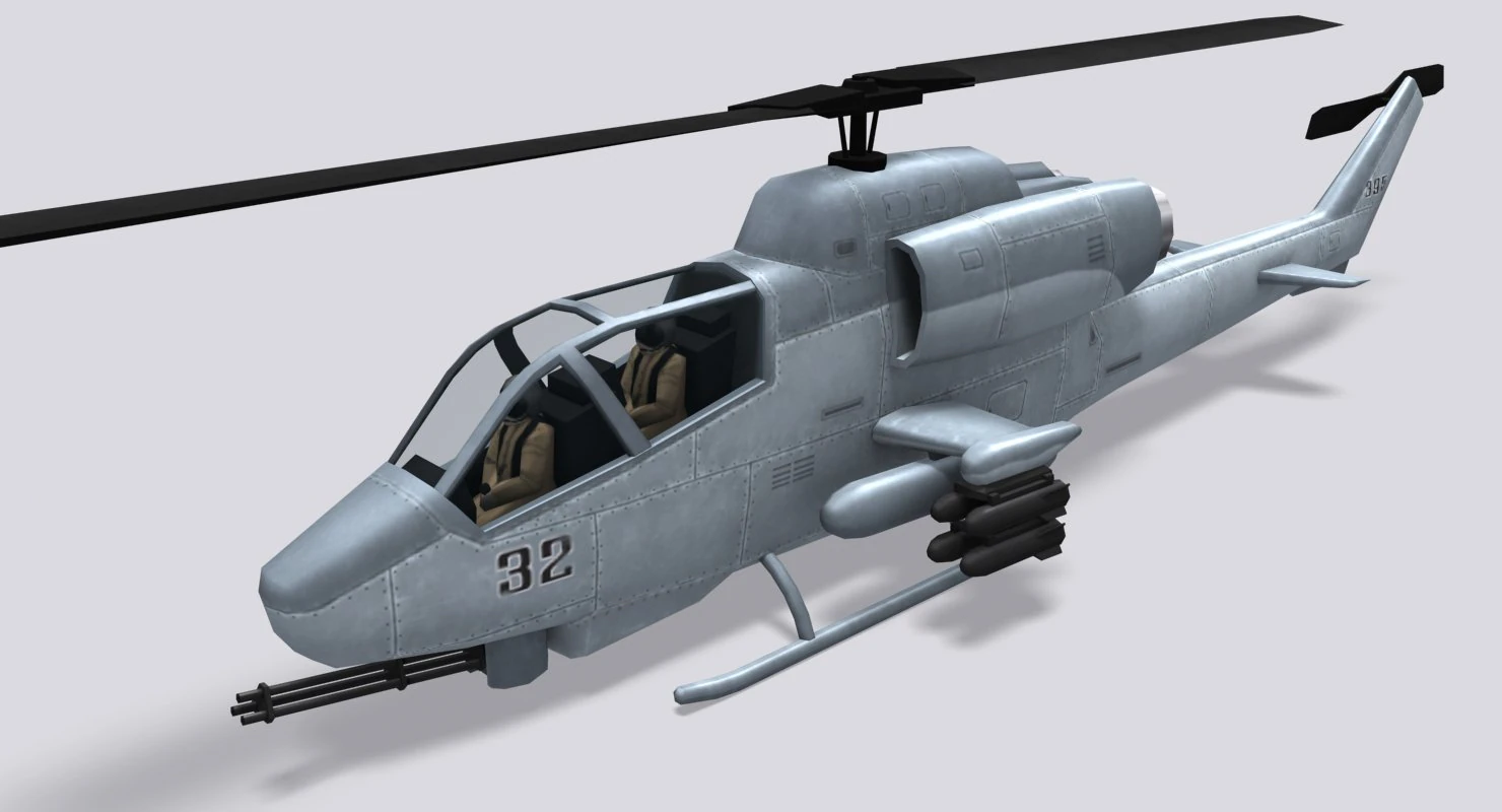 ah-1 super cobra low poly helicopter 3D Model .c4d .max .obj .3ds .fbx .stl .blend 