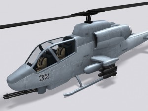 ah-1 super cobra low poly helicopter Modelo 3D