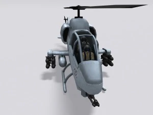 ah-1 super cobra low poly helicopter 3D Model