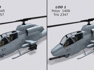 ah-1 super cobra low poly helicopter 3D Model