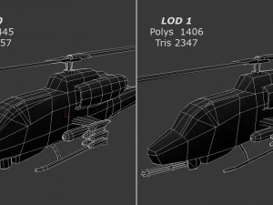 ah-1 super cobra low poly helicopter 3D Model