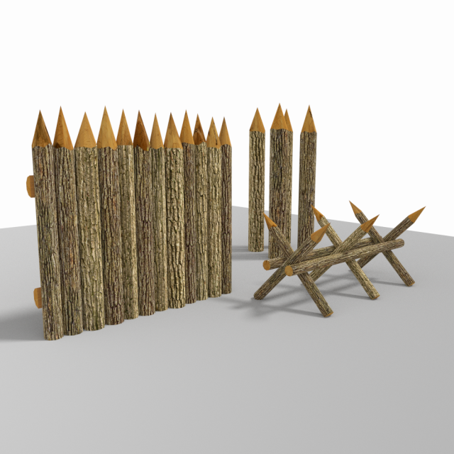 kit stockade low poly Modèle 3D .c4d .max .obj .3ds .fbx .stl .blend 