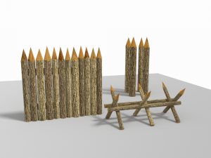 kit stockade low poly Modèle 3D