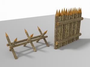 kit stockade low poly Modèle 3D