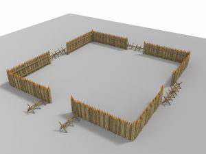 kit stockade low poly Modèle 3D