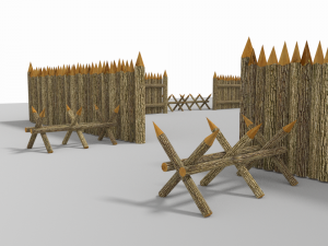 kit stockade low poly Modèle 3D