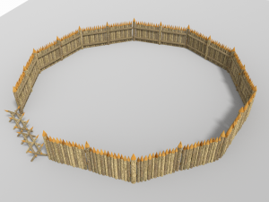 kit stockade low poly Modèle 3D