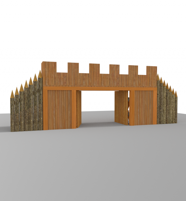 wooden gate low poly Model 3D .c4d .max .obj .3ds .fbx .stl .blend 