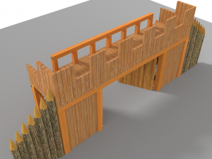 wooden gate low poly Model 3D