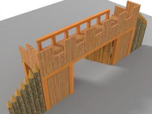 wooden gate low poly 3D Model