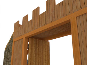 wooden gate low poly 3D Model