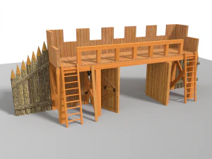 wooden gate low poly 3D Model