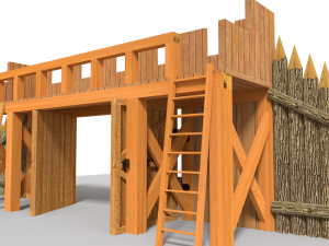 wooden gate low poly Model 3D