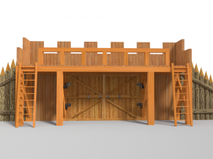 wooden gate low poly Model 3D