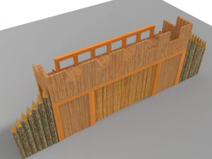 wooden gate low poly 3D Model
