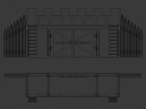 wooden gate low poly Model 3D