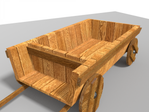 old wagon and entrenching tools low poly Model 3D