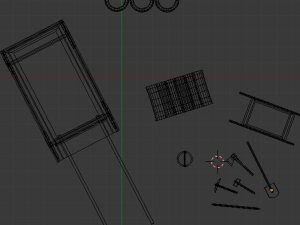 old wagon and entrenching tools low poly Model 3D