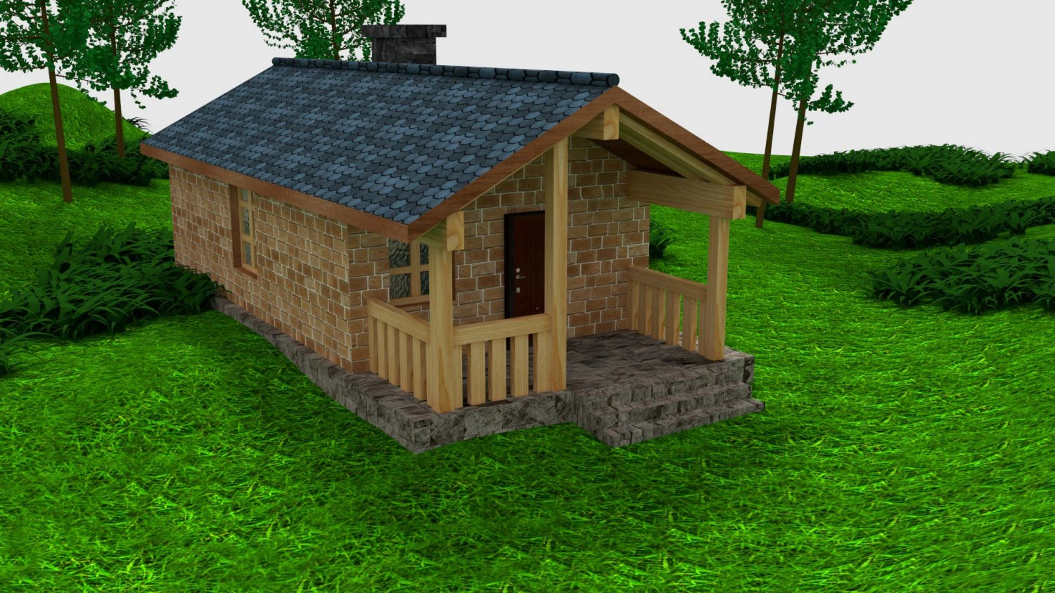 country house d-052 3D Model .c4d .max .obj .3ds .fbx .stl .blend 