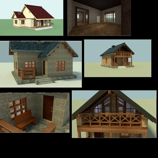collection of houses with interior decoration3 Modello 3D .c4d .max .obj .3ds .fbx .stl .blend 