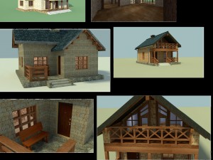 collection of houses with interior decoration3 Modelo 3D