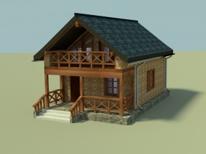 collection of houses with interior decoration3 Modello 3D