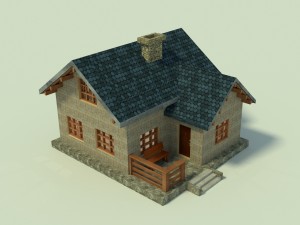 collection of houses with interior decoration3 Modello 3D