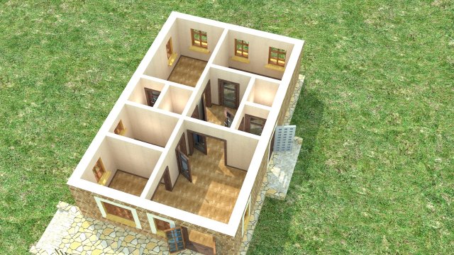 house for an interior d-095 empty rooms 3D Model .c4d .max .obj .3ds .fbx .stl .blend 