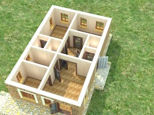 dom do wnętrza d-095 puste pokoje Model 3D