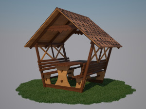 wooden gazebo Modello 3D