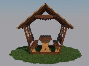wooden gazebo Modello 3D