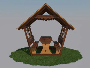 wooden gazebo 3D Model