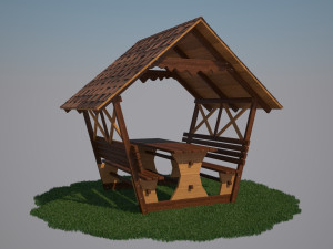 wooden gazebo Modello 3D