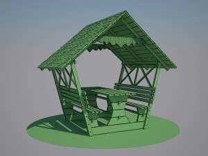 wooden gazebo Modello 3D