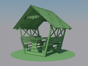 wooden gazebo Modello 3D