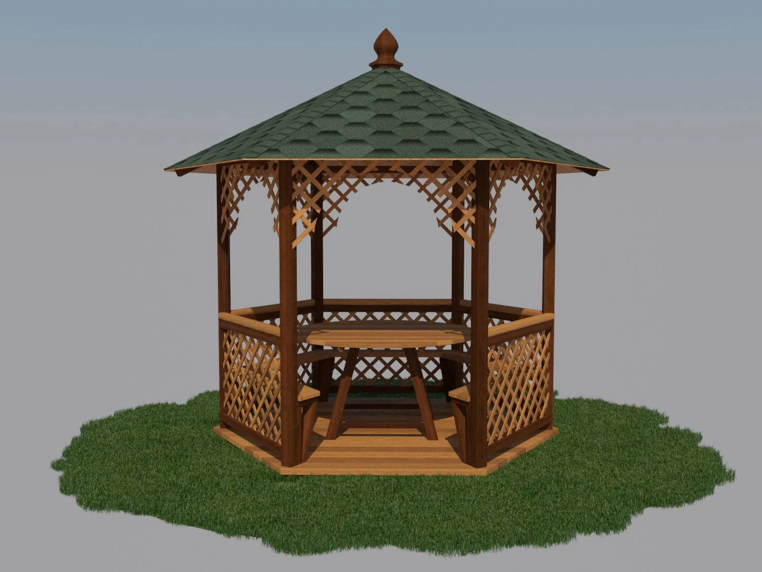 wooden gazebo 3D Model .c4d .max .obj .3ds .fbx .stl .blend 