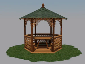 gazebo in legno Modello 3D