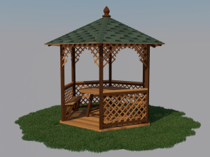 wooden gazebo Model 3D
