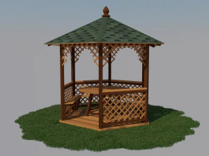wooden gazebo 3D Model