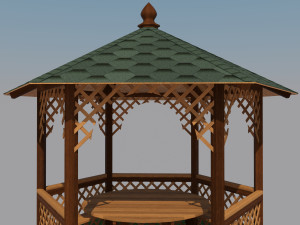 wooden gazebo Model 3D