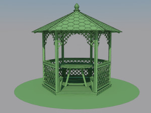 wooden gazebo Model 3D