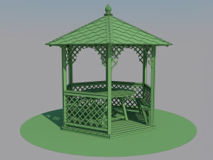 wooden gazebo Model 3D