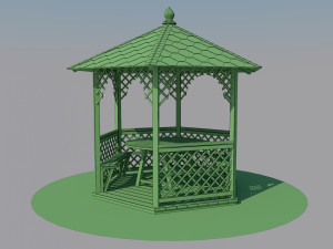 wooden gazebo Model 3D