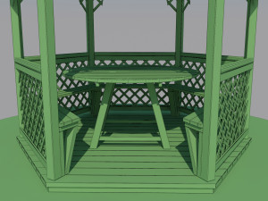 wooden gazebo Model 3D