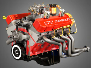 motor muscular chevrolet 572 v8 Modelo 3D