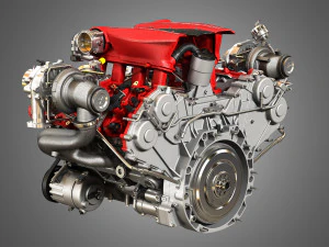 488 gtb engine - v8 twin turbo engine 3D Model