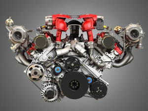 488 gtb engine - v8 twin turbo engine 3D Model