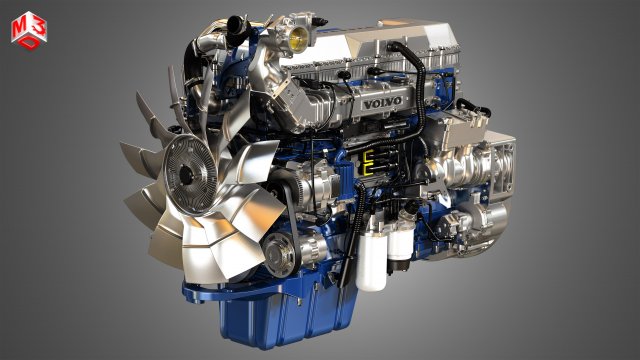 volvo d13 truck engine 3D Model .c4d .max .obj .3ds .fbx .stl .blend 