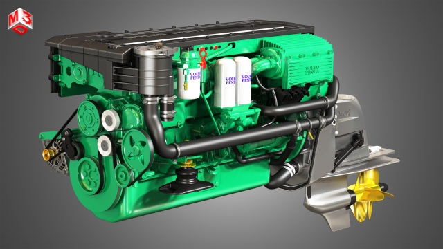 volvo penta d6 - 330 - Modelo 3D .c4d .max .obj .3ds .fbx .stl .blend 