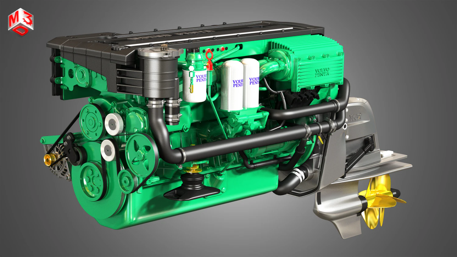 volvo penta d6 - 330 - 3D Model .c4d .max .obj .3ds .fbx .stl .blend